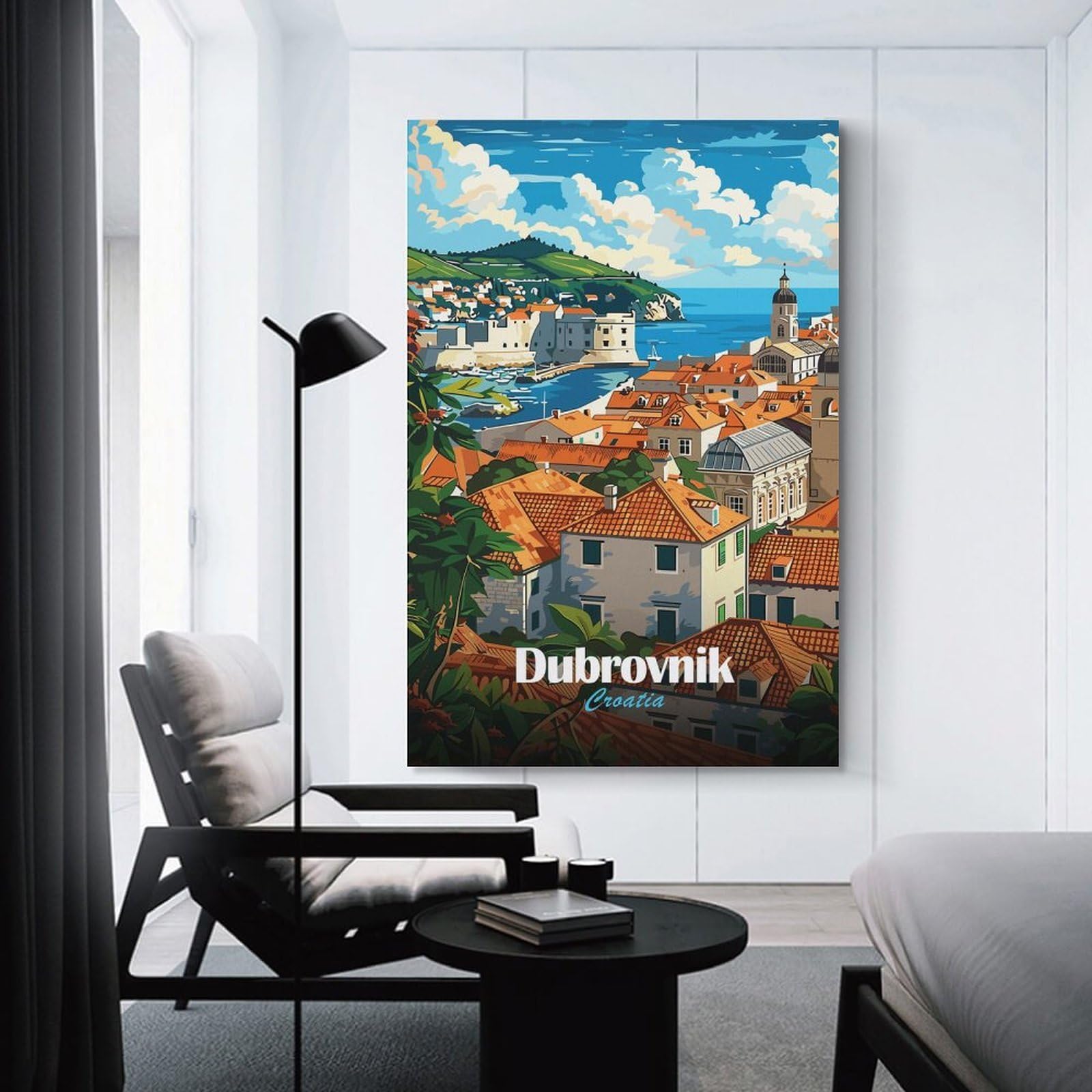 Junmoney Unframe-Style-15 Dubrovnik Cityscape Poster Wall Picture Print, 12X18inch(30X45cm), For Lounge, Study, Hallway Or Flat Walls, Canvas Wall Art That Fits Changing Layouts