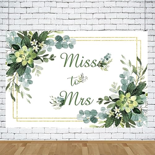 Miniatura 5 de Telón de fondo verde de 8 x 6 pies para mujer, despedida de soltera, fondo de fotografía de hojas de eucalipto verdes, flores blancas, geométricas,