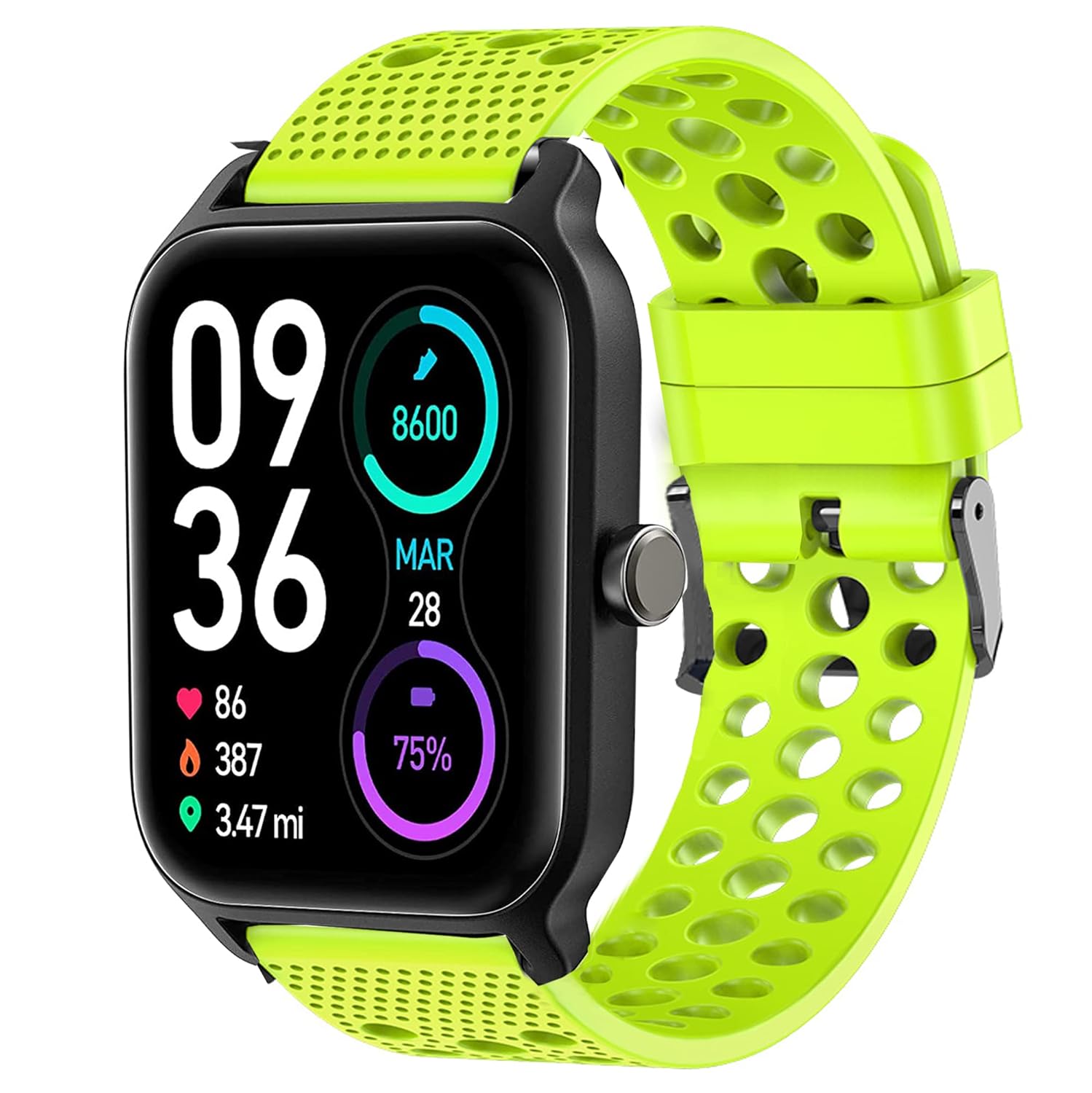Compatible with TOOBUR Smart Watch Bands Lamshaw Silicone Replacement Wristbands Sport Strap with Metal Buckle Compatible with TOOBUR