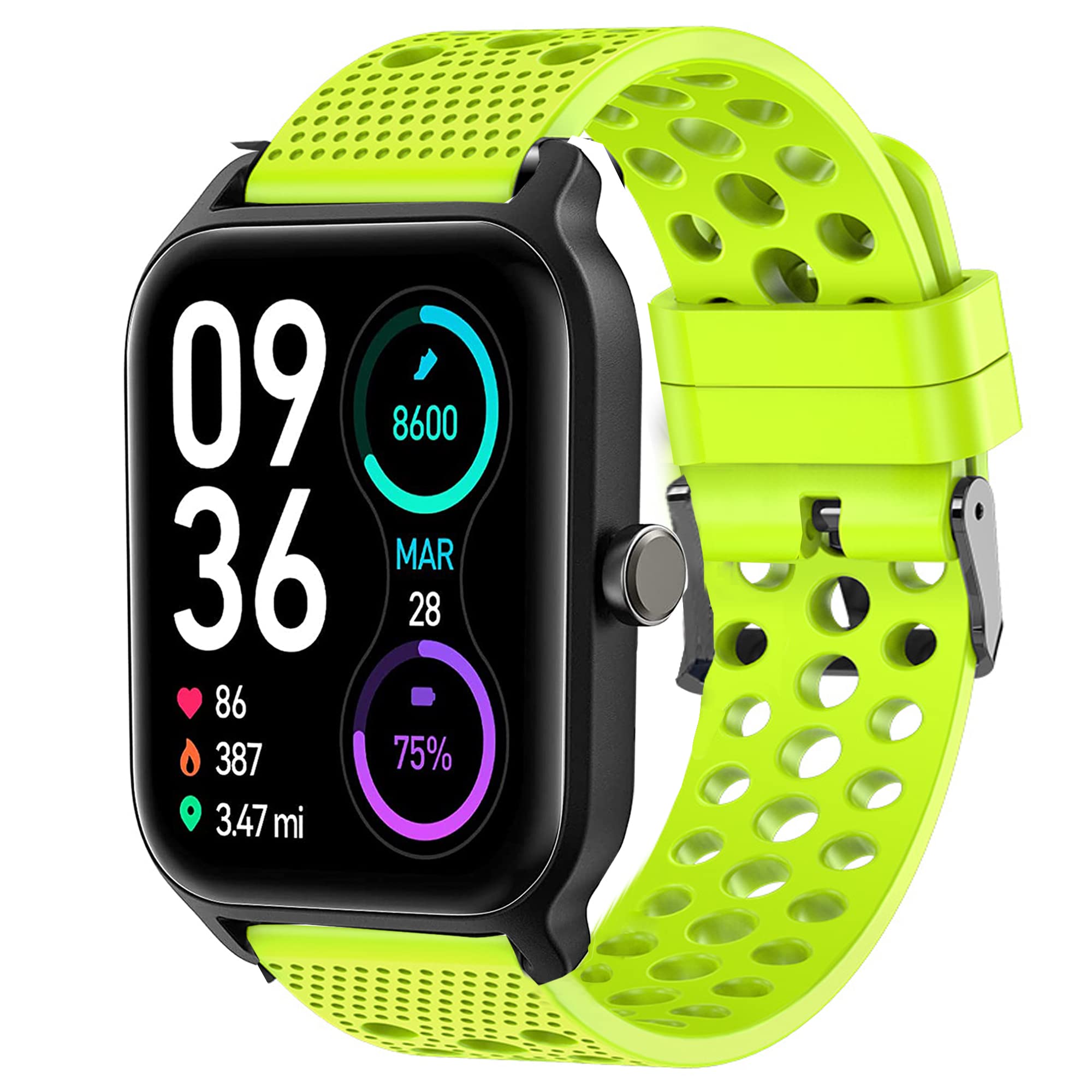 Compatible with TOOBUR Smart Watch Bands Lamshaw Silicone Replacement Wristbands Sport Strap with Metal Buckle Compatible with TOOBUR