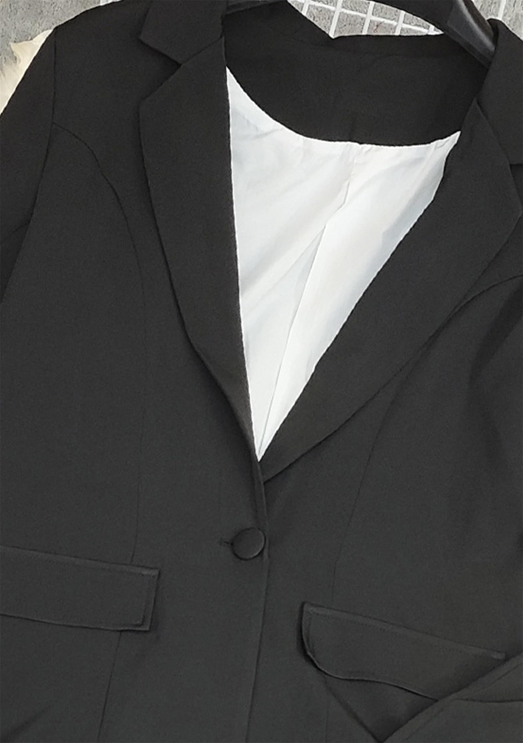 Femme Pantalon Blazer Costume Ensemble Coupe Ajustée Costumes Ensembles Manche Longue Bouton Costume Manteau