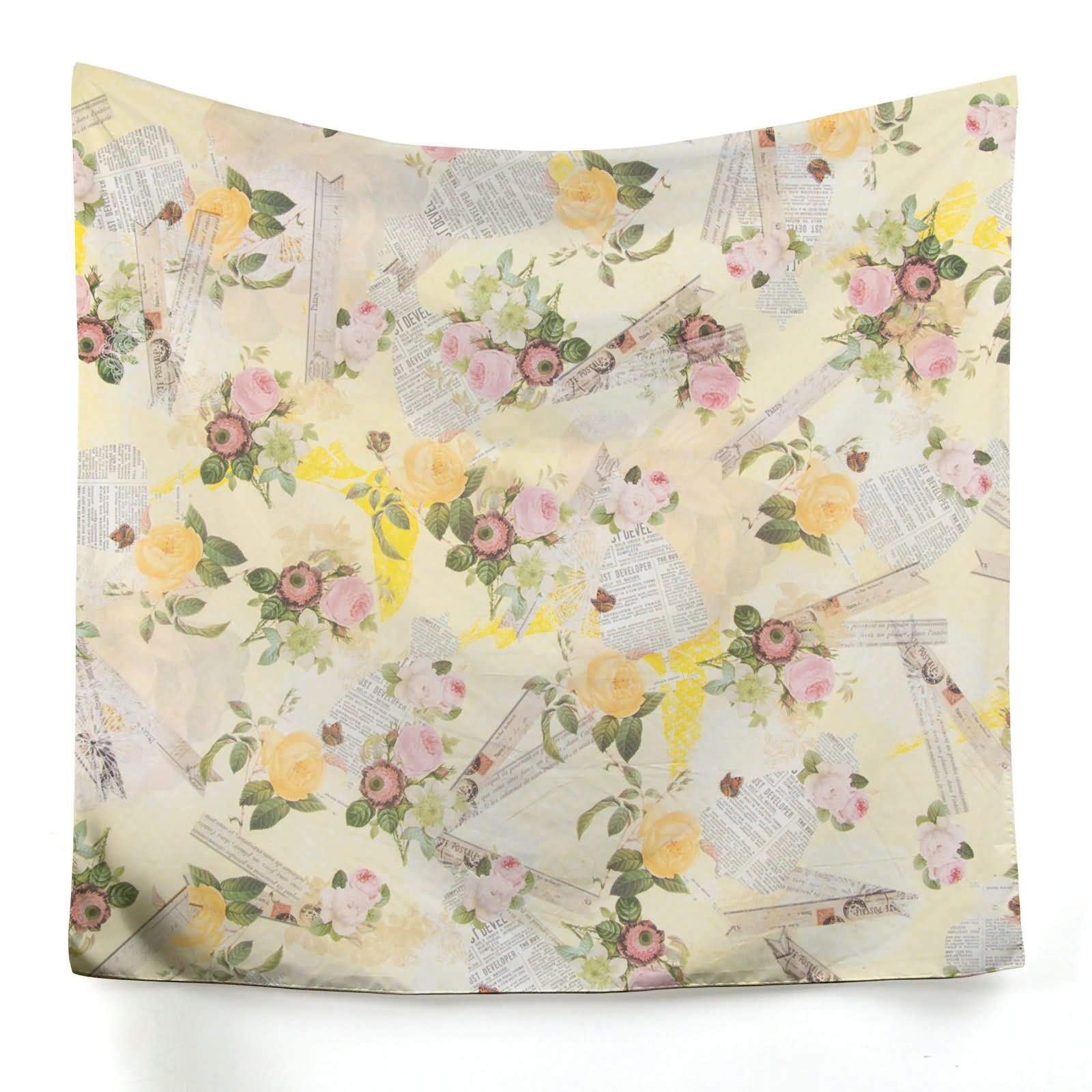 Tapisserie murale mode rose 200x150cm motif fleurs