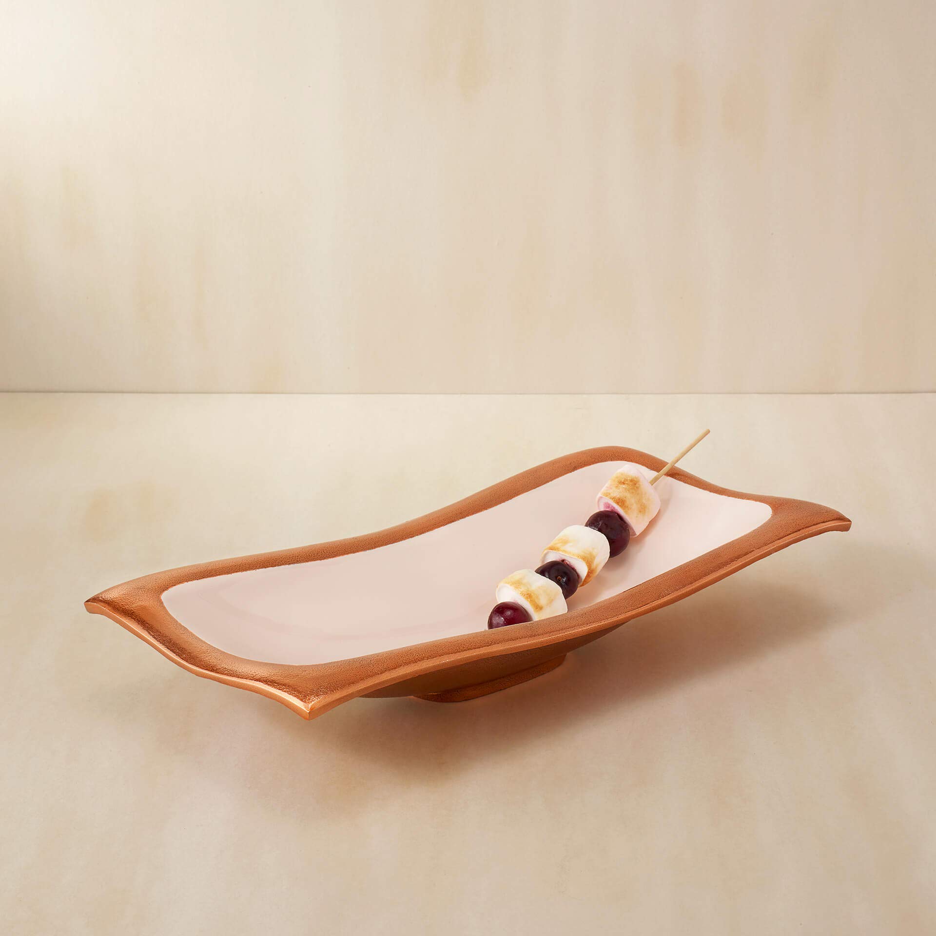 Ellementry Pink Waves Metal-Enamel Fusion Platter 40x20.25x8.25 cm Pink