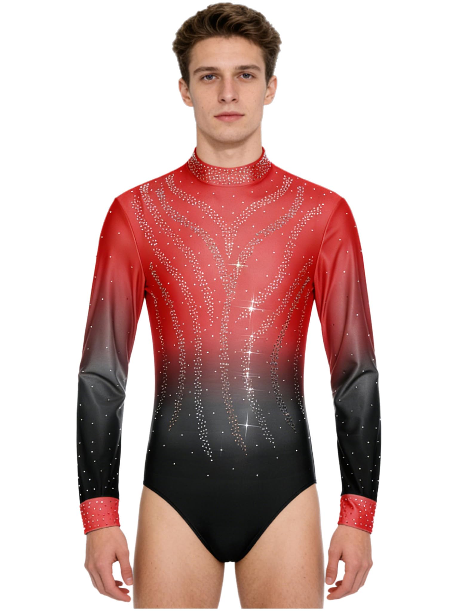TTAO Homme Performance Gymnastique Pour Adultes Combinaison De Patinage Artistique Costume De Patinage Artistique Une Pièce Leotard Vacances