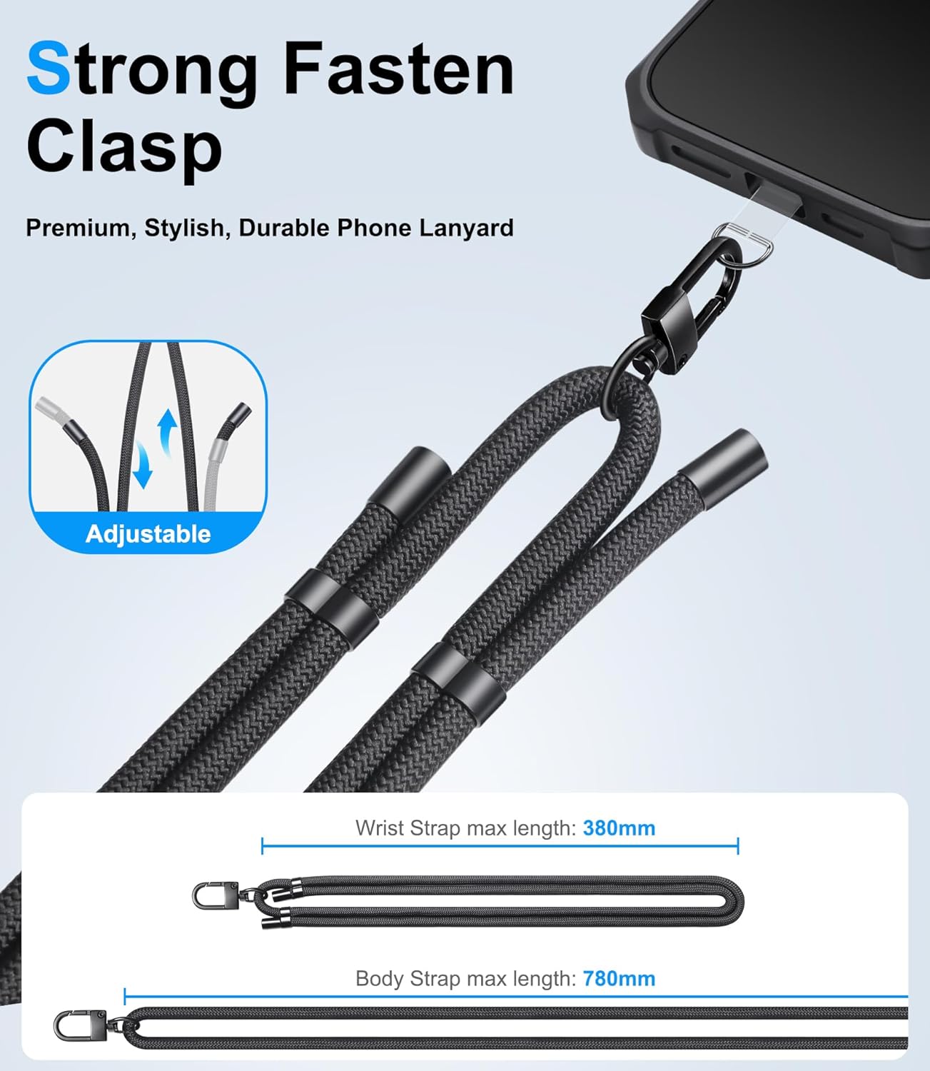 BXYJY for iPhone 17 Pro Max Case Wallet with Strap, Crossbody Cell Phone Lanyard for Women Men, Card Holder, Slide Camera Cover, Military Grade Drop Proof, Heavy Duty Case for iPhone 17 Pro Max, Black
