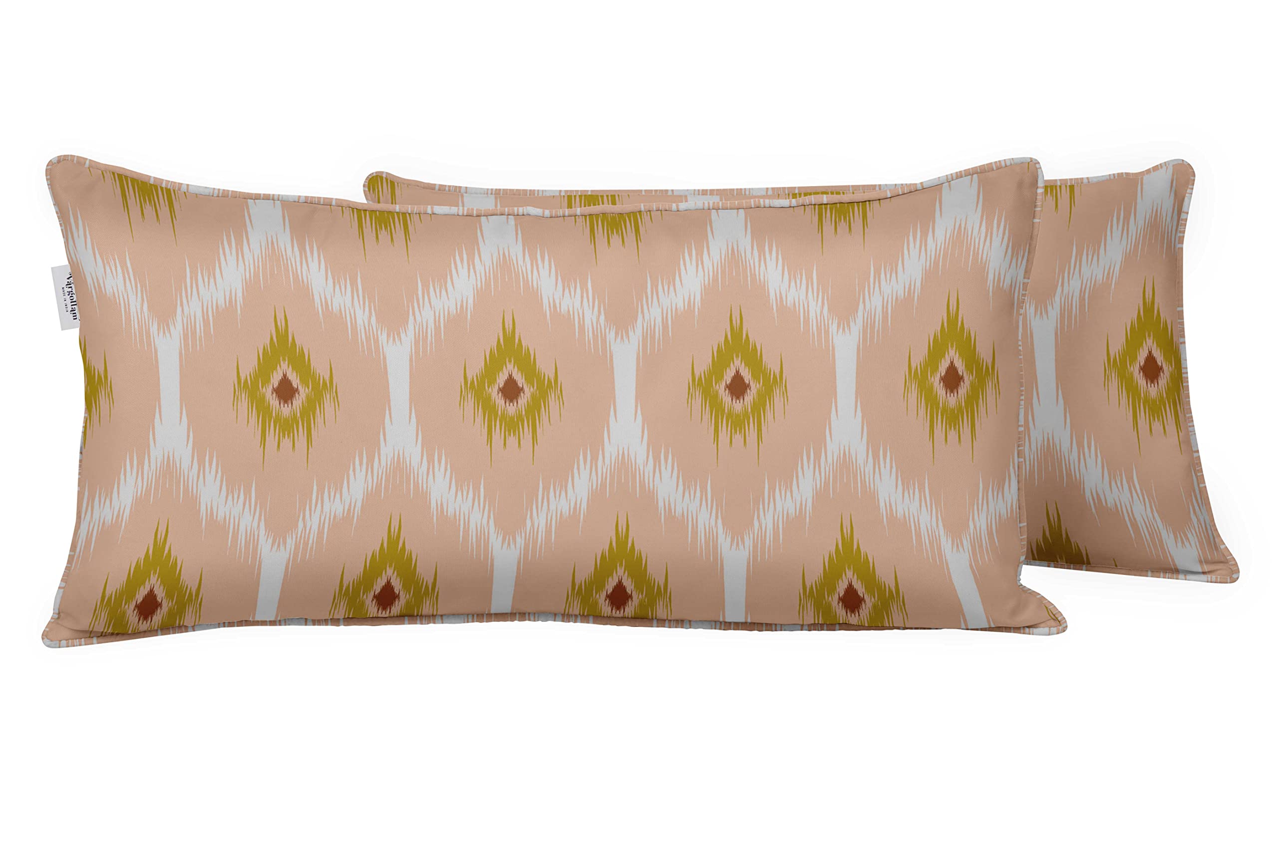Coussin Rectangulaire Ikat de jardin imperméable 12x24 lot de 2