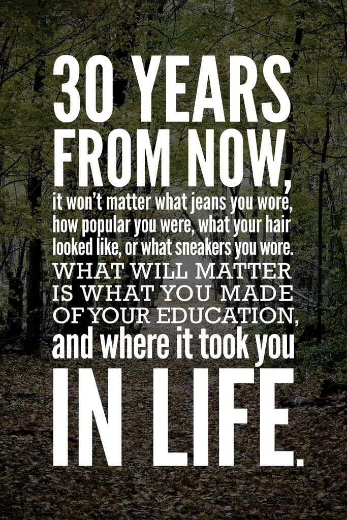 Laminated 30 Years From Now Education Life Motivational Quote Inspirational Educational Classroom Teacher Learning Homeschool Chart Display Supplies Teaching Poster Dry Erase Sign 24x36