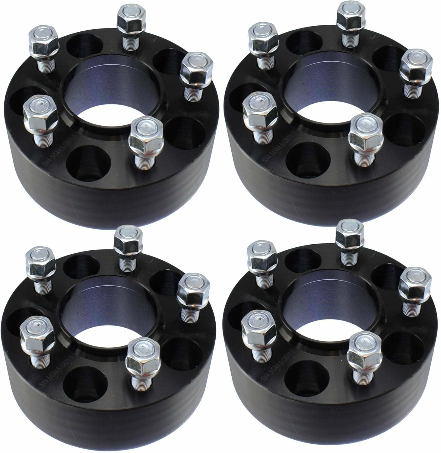 1.5" 5x5 to 5x4.5 Hubcentric Wheel Adapters - Fits Jeep Wrangler TJ YJ KK SJ XJ MJ Wheels on JK JKU Wrangler - 1.5 Inch (38mm), 71.5 Hub, 1/2x20 Studs - Single Spacer - Black