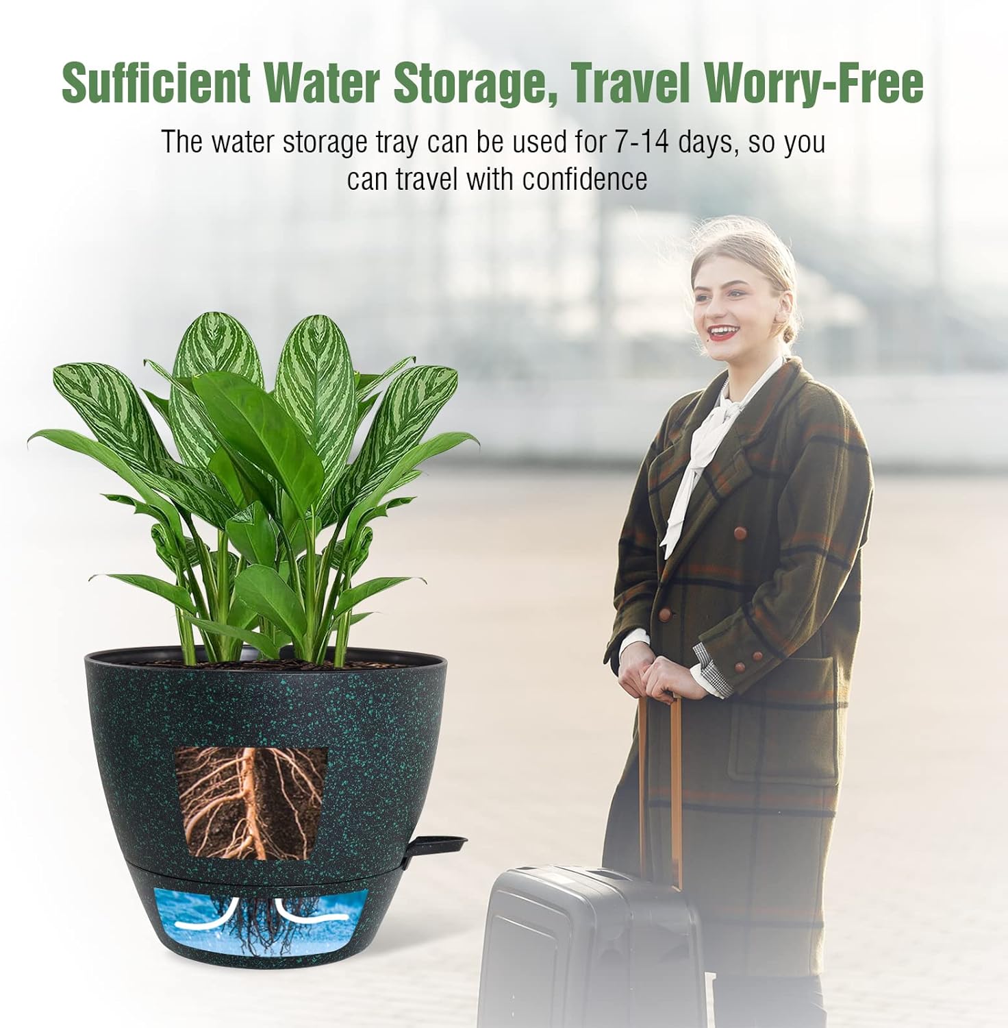 Buy 10 inch Self Watering Planters, 2 Pack Large Plastic Plant Pots