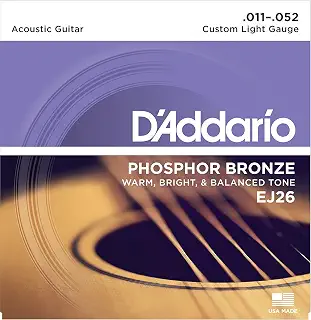 CUERDAS GUITARRA ACUSTICA - DｴAddario (EJ/26) Custom Liight Phosphor Bronce (Juego Completo 011/052)
