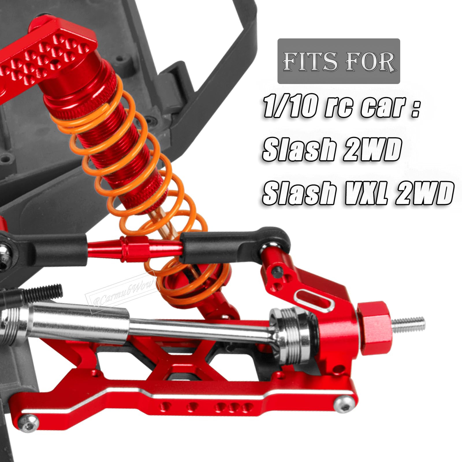 RcarmubWow RC Upgrades Part for 1/10 Slash 2WD,Slash 2WD VXL,Alloy Aluminum Front Rear Suspension Arms,Front Steering Block,Rear Stub Axle Carriers,Left Right Caster Blocks,Red