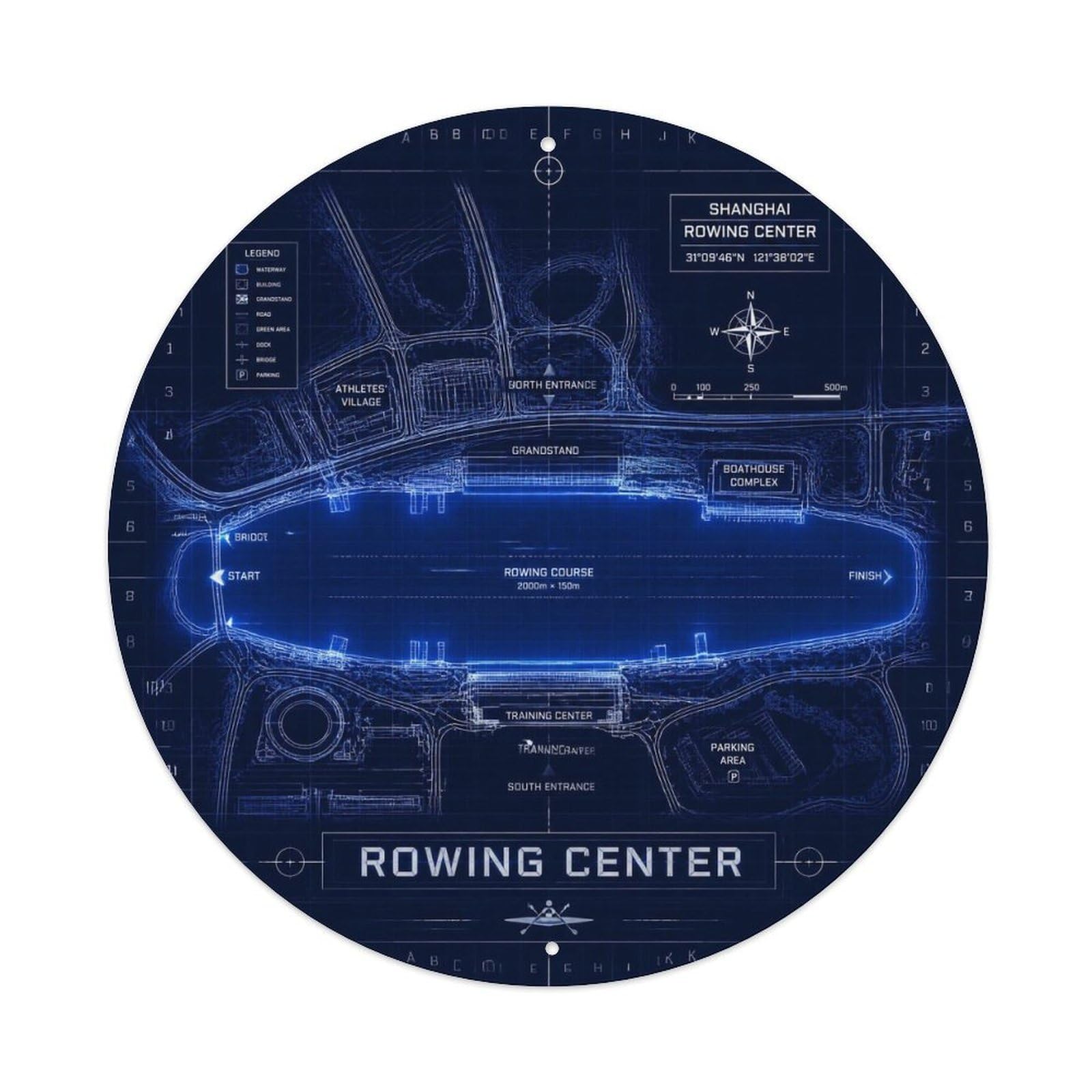 Okngb Style Rowing Center Shanghai Tourist Route Collector Badge Metal Tin Sign Plaque Wall Decor For Cafe, Man Cave, Club Bar, Office, Home Garden Round Metal Poster 8X8inch