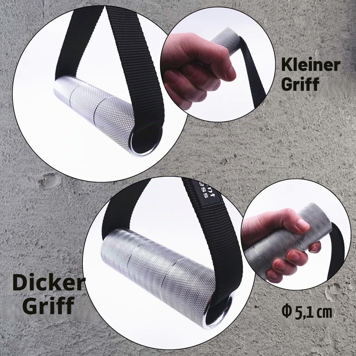 J Bryant Dicke Fitness-Griffe, 5.1 cm, starke Griffe, rutschfest, hochdichte Aluminium-Metallgriffe für Kabelmaschinen, Arm-Wrestling-Training, Handgelenk-Finger-Unterarm-Stärker (1 Paar)