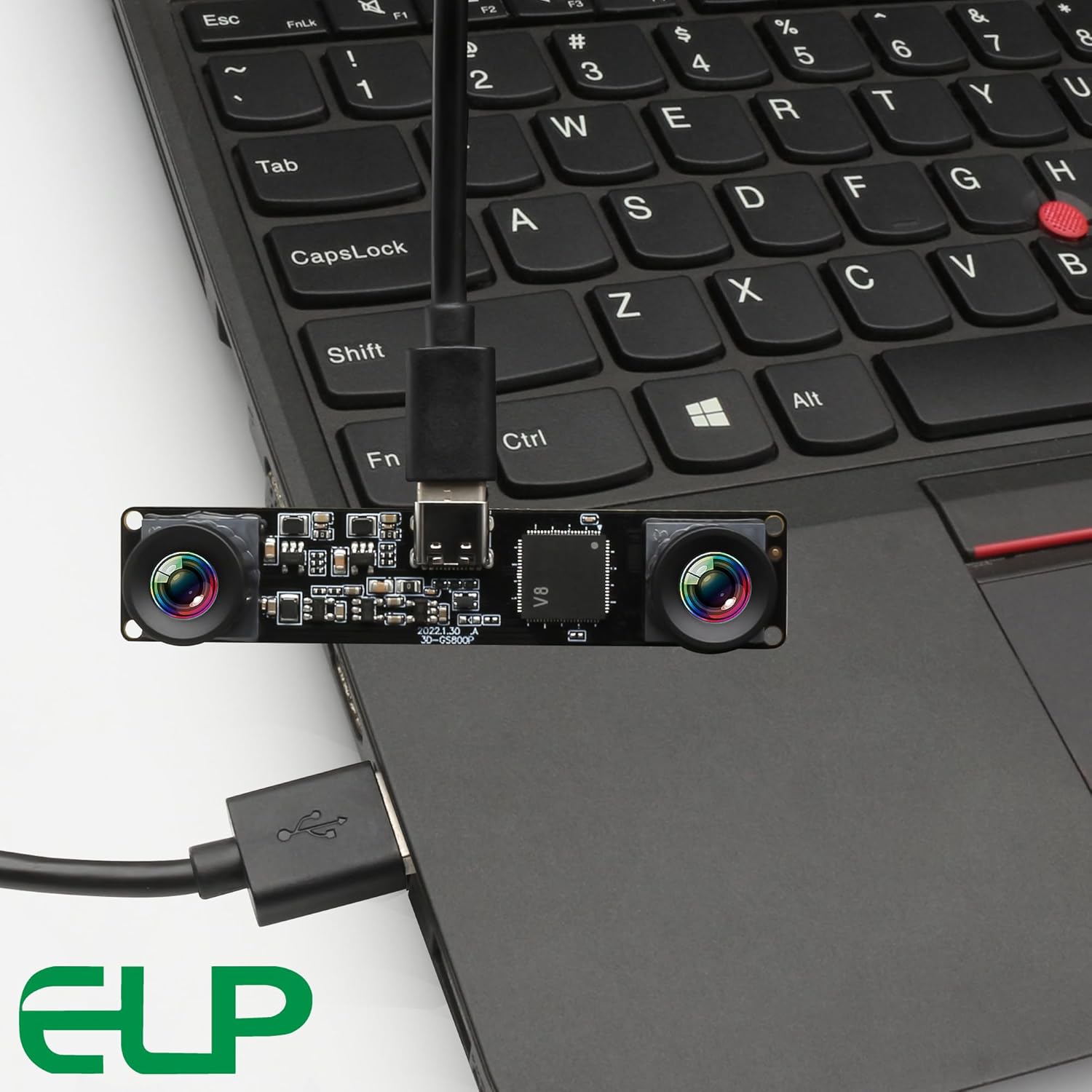 210fps Dual Lens Mono Global Shutter USB Camera, 800P OV9281 UVC Synchronization Webcam Module with Low Distortion M12 Lens Without Microphones, for Computer, Laptop, Android and Raspberry Pi