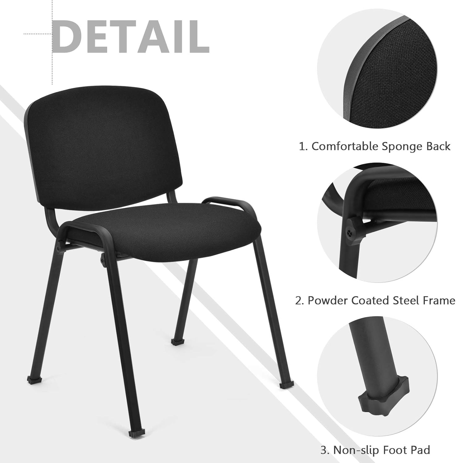 5 PCS Conference Chair Set W/Steel Frame,Ergonomic Design,Sponge Seat and Back,Stack Chair for Study Waiting Room Guest Reception Room Stackable Office Chairs Furniture Set