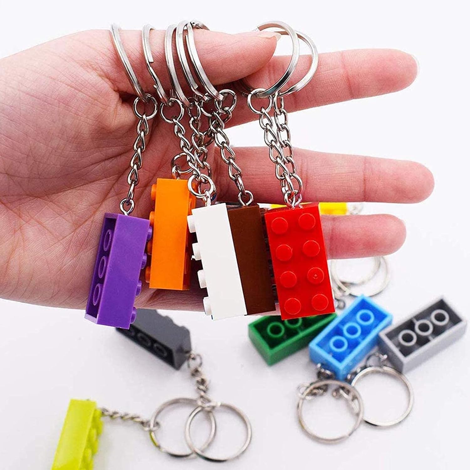 12 Pcs Building Block Keychain, 12 Colors Brick Keyrings for Birthday, Party Bag Fillings, Rewards, Party Supplies, Pendant, Decoration Gifts