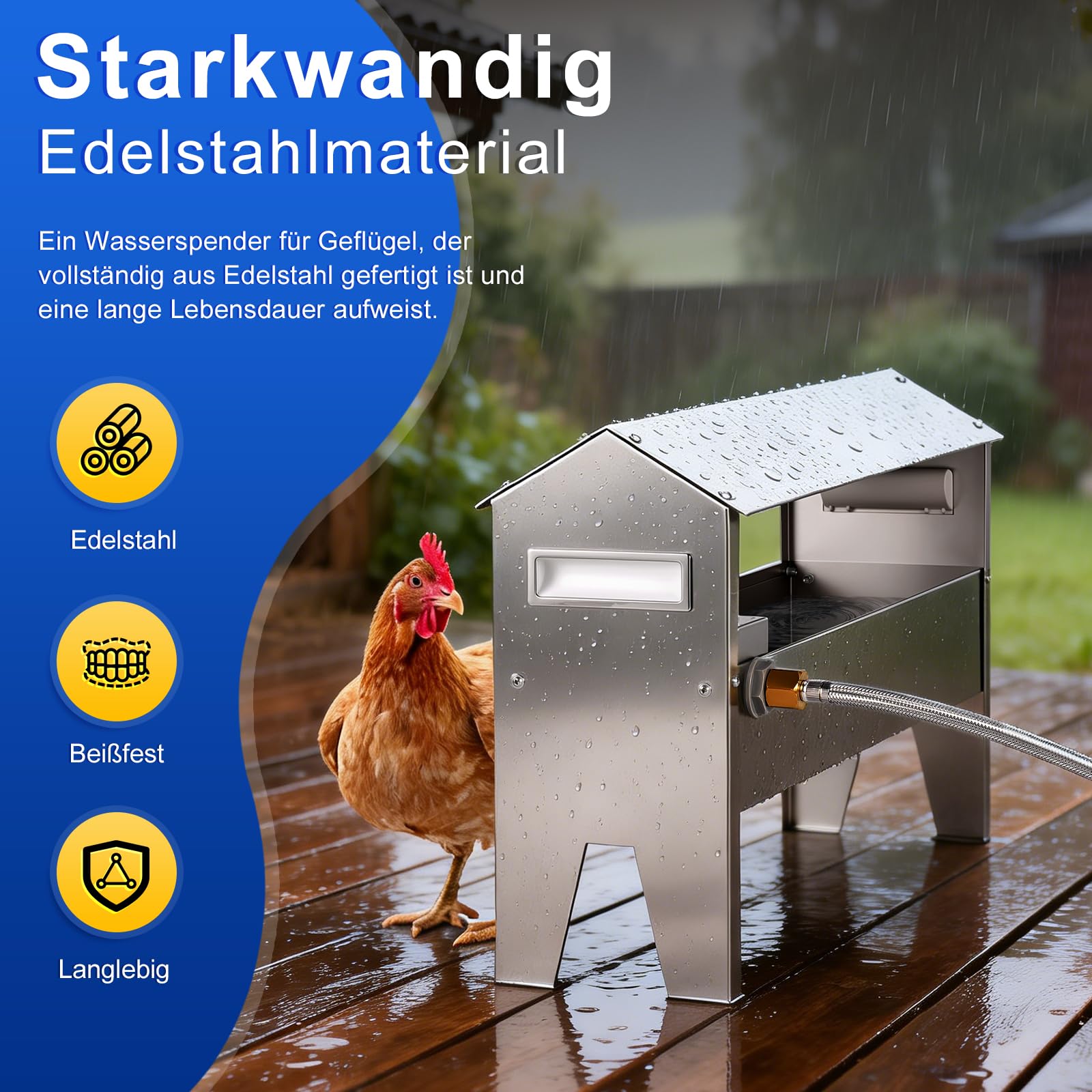 7L Hühnertränke Edelstahl,Schwimmer Geflügeltränke,Tränke Geflügel mit 1/2 Zoll Schwimmerventil für Hühner,Hühner Wasserspender,Wassertränke Hühner Edelstahl für Enten,Gänse,Tauben,Langlebig