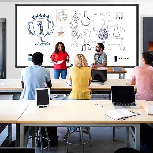 Miniatura 8 de H-Qprobd Pizarra blanca de grado comercial de 8 x 4 pies, pizarra blanca magnética grande de borrado en seco para pared, tableros de presentación de