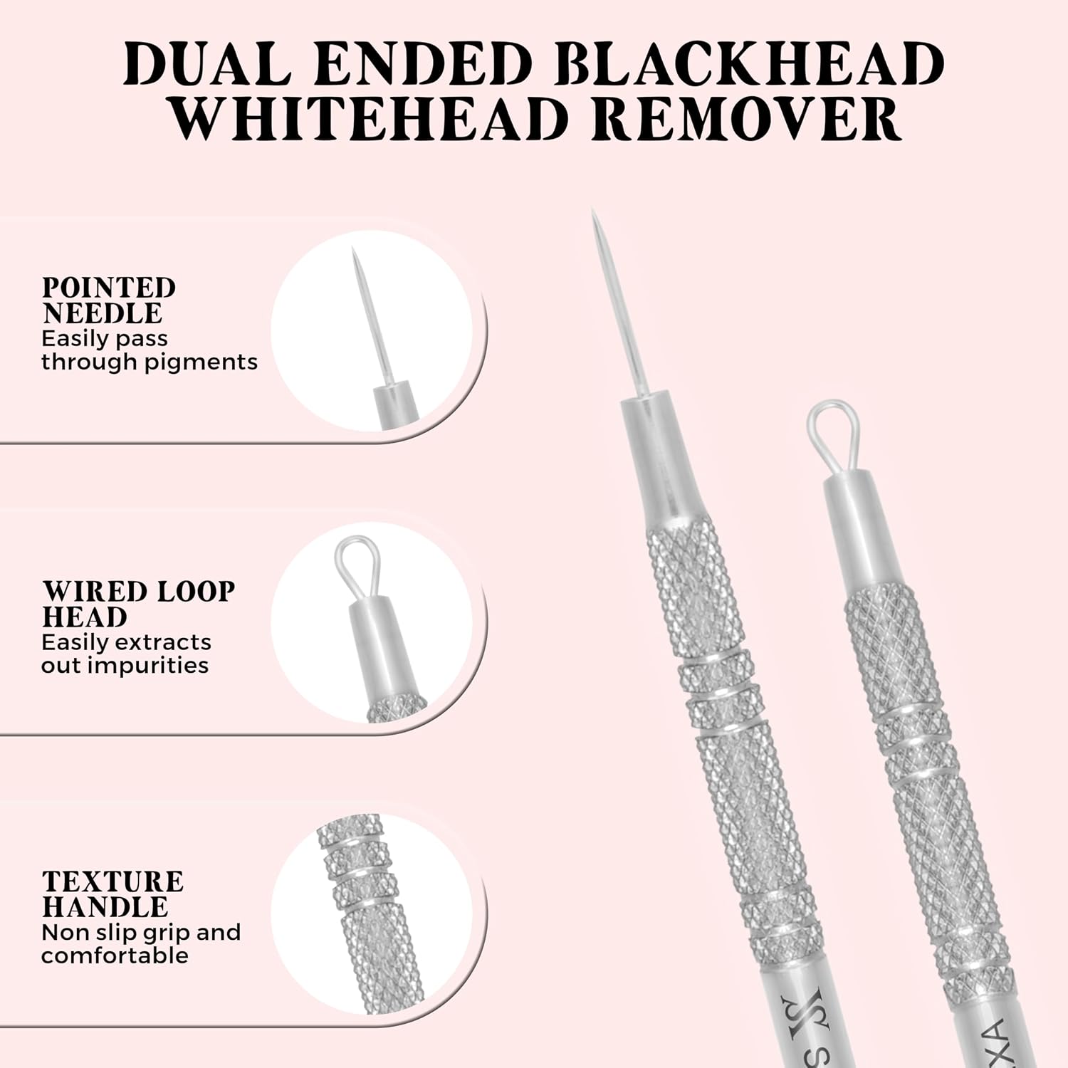 Blackhead & Whitehead Pore Cleaning Tool – Stainless Steel Comedone Extractor for Facial Skincare – Double-Ended Tool with Storage Case by SILVEXA