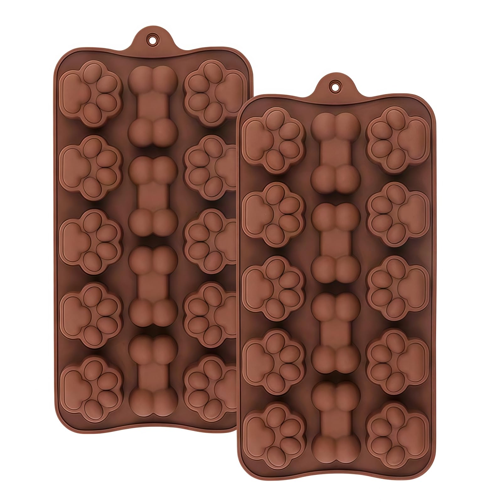 Samheng 2 Pcs Silicone Chocolate Moulds, Dog Paw And Bone Shaped Candy Making Moulds, Diy Jelly Mould For Baking Gummy Ice Cube Cookies Pet Treats