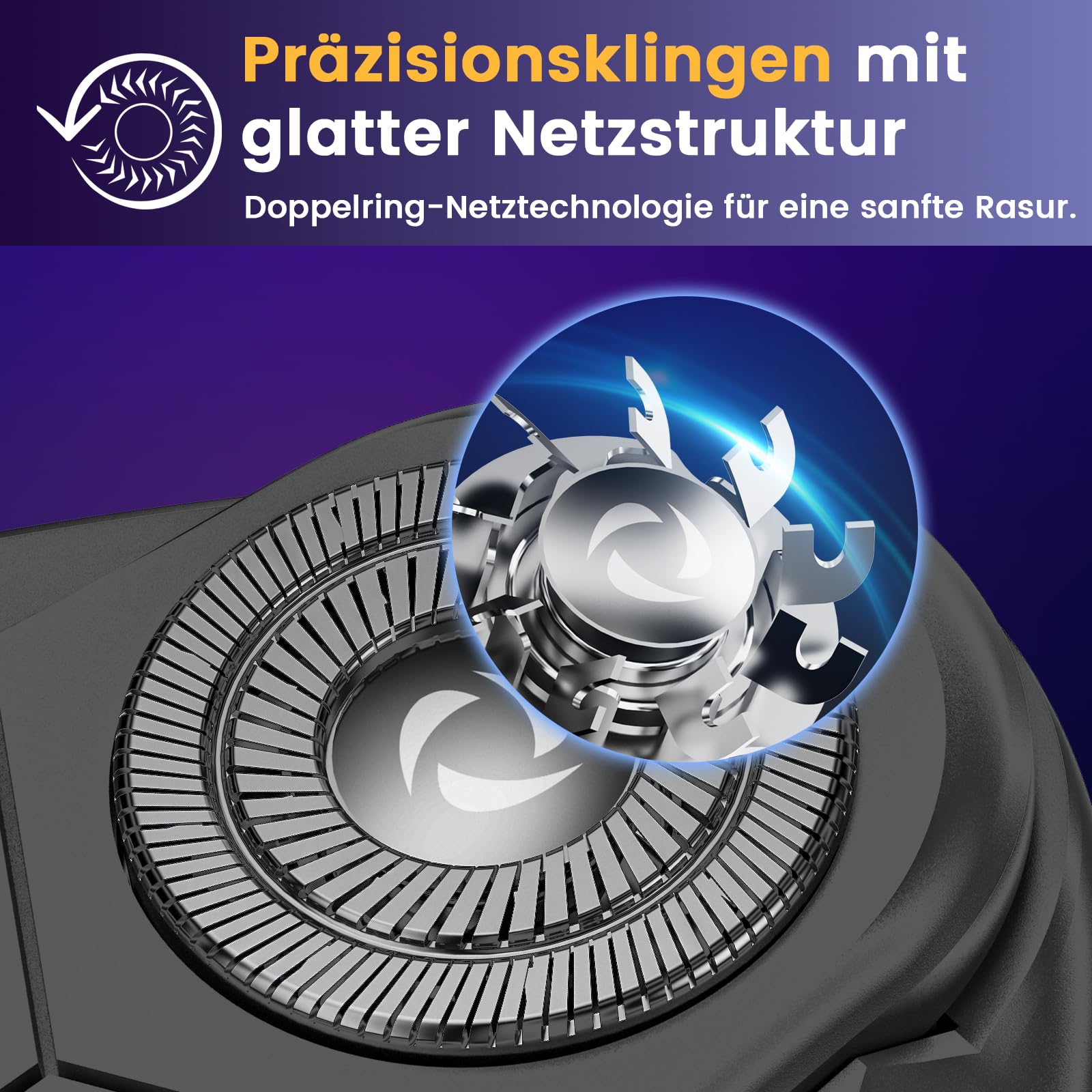 Skycool Rasierer Herren Elektrisch, 3-in-1 Elektrischer Rasierer für Herren Nass und Trocken, IPX7 Wasserdicht Rotationsrasierer mit Pop-Up Trimmer & LED-Display, Schnellladung, Geschenke für Männer