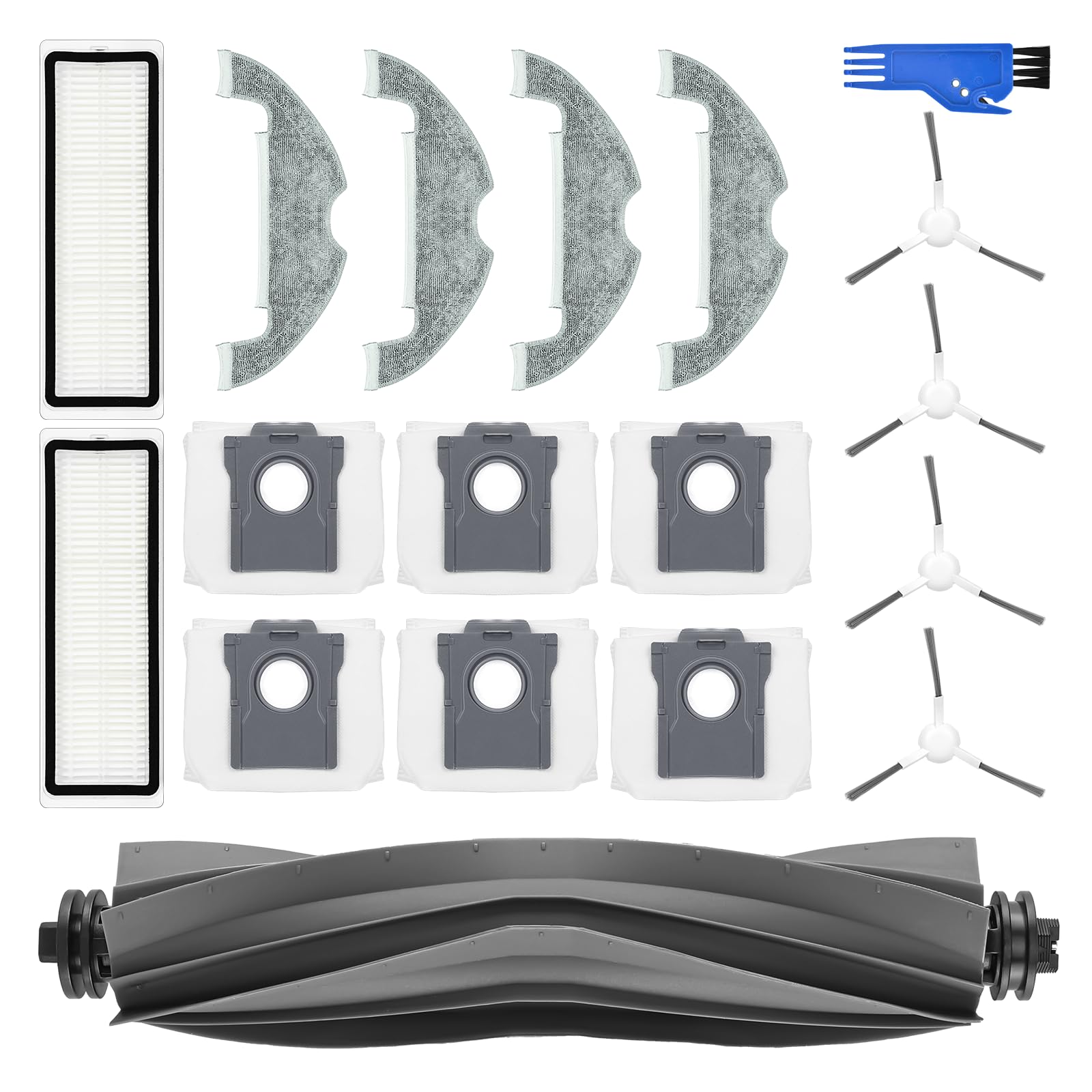 Spofan Zubehör Ersatz für Dreame D10 Plus Gen 2 Saugroboter, 1 Hauptbürste, 2 HEPA Filter, 4 Seitenbürsten, 4 Wischtücher, 6 Staubbeutel, 1 Reinigungsbürste