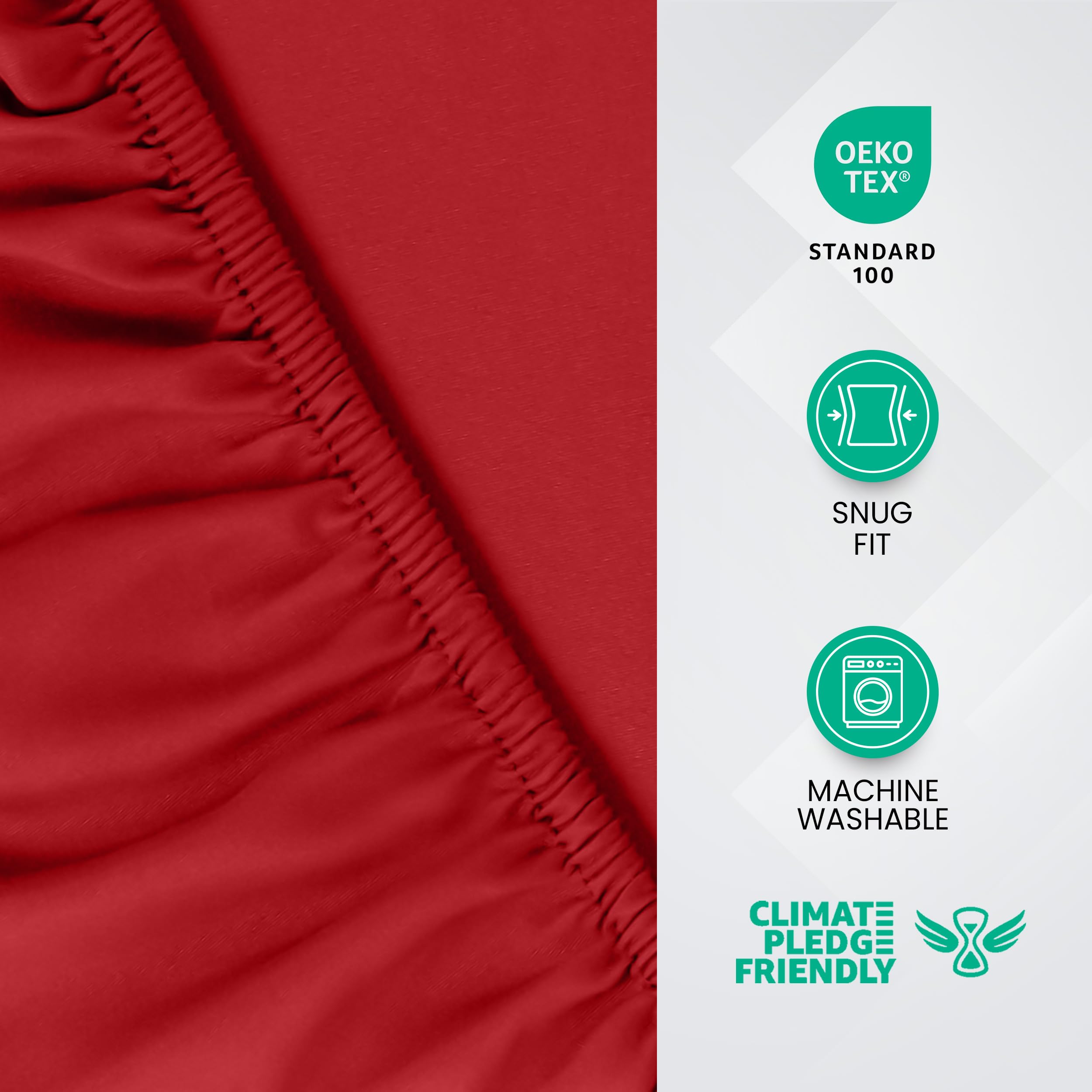 Utopia Bedding Fitted Sheet Double, Red, Deep Pocket 14 inch (35 cm), Easy Care, Soft Brushed Microfibre Fabric - Image 3