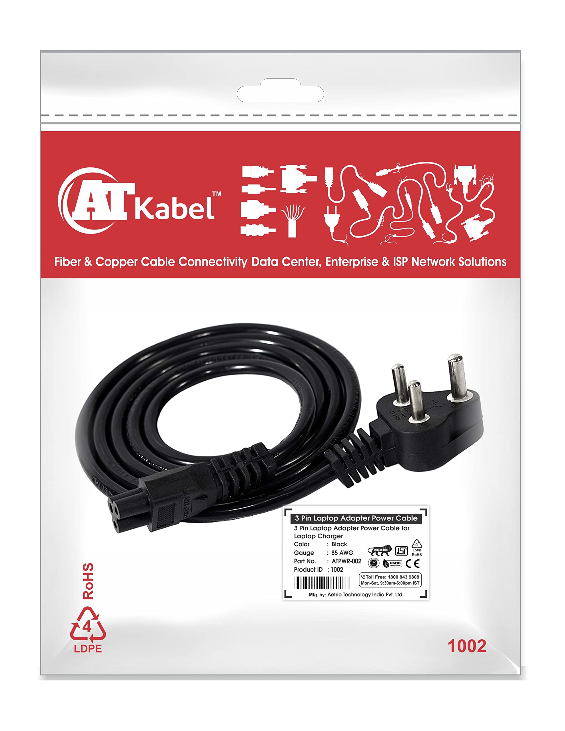 AT Kabel 1 mtr Power Cord 3 Pin Laptop Power Cord, Power Cable Adapter Charger Cable Black for All Laptop (B0BW11X77C) Amazon Price History, Amazon Price Tracker
