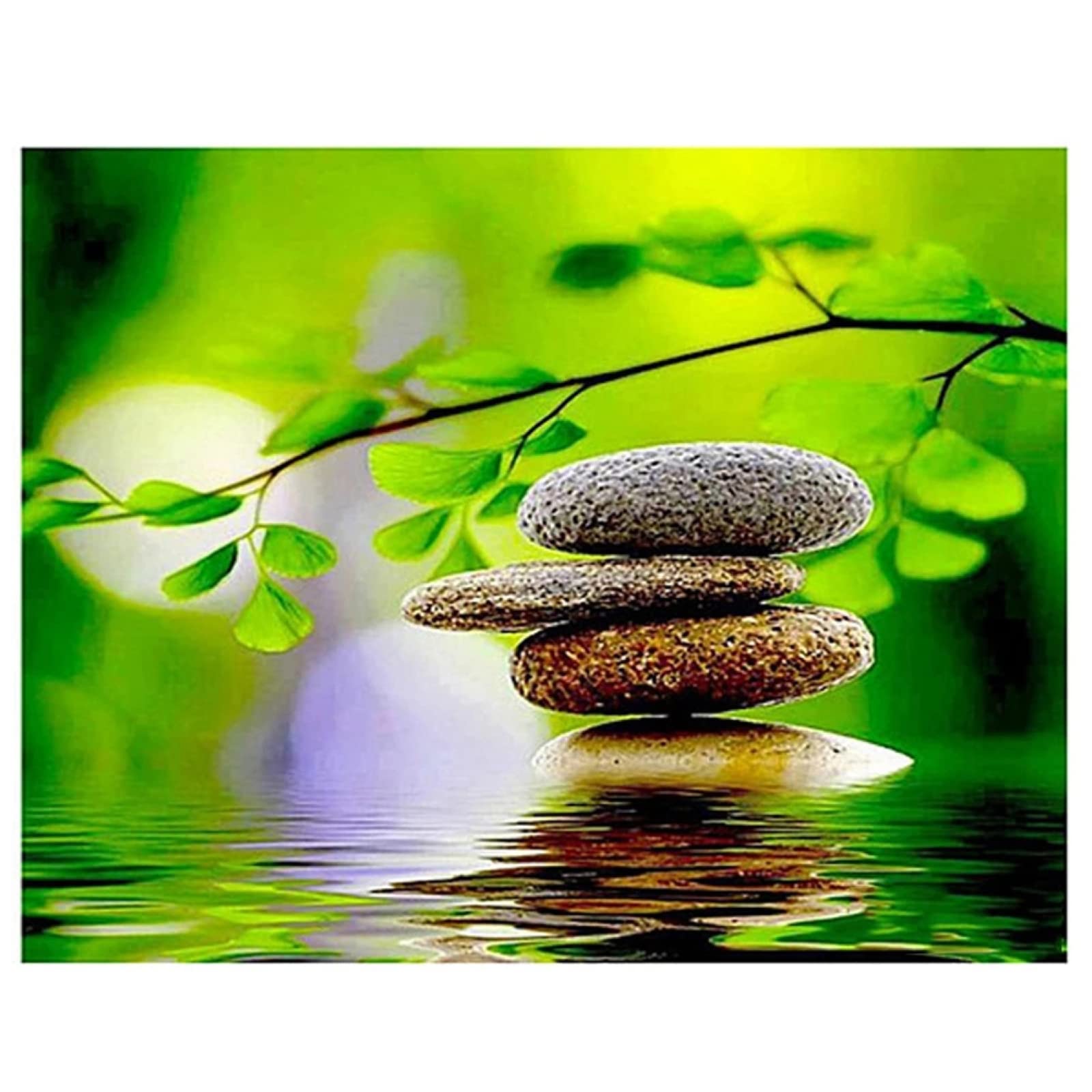 DIY 5D Diamante Pintura por Número Kit, paisaje de piedra Bricolaje Diamond Painting taladro completo Rhinestone Bordado de Punto de Cruz Artes Decoración de Pared Regalo 80x120cm/32x48inch Round