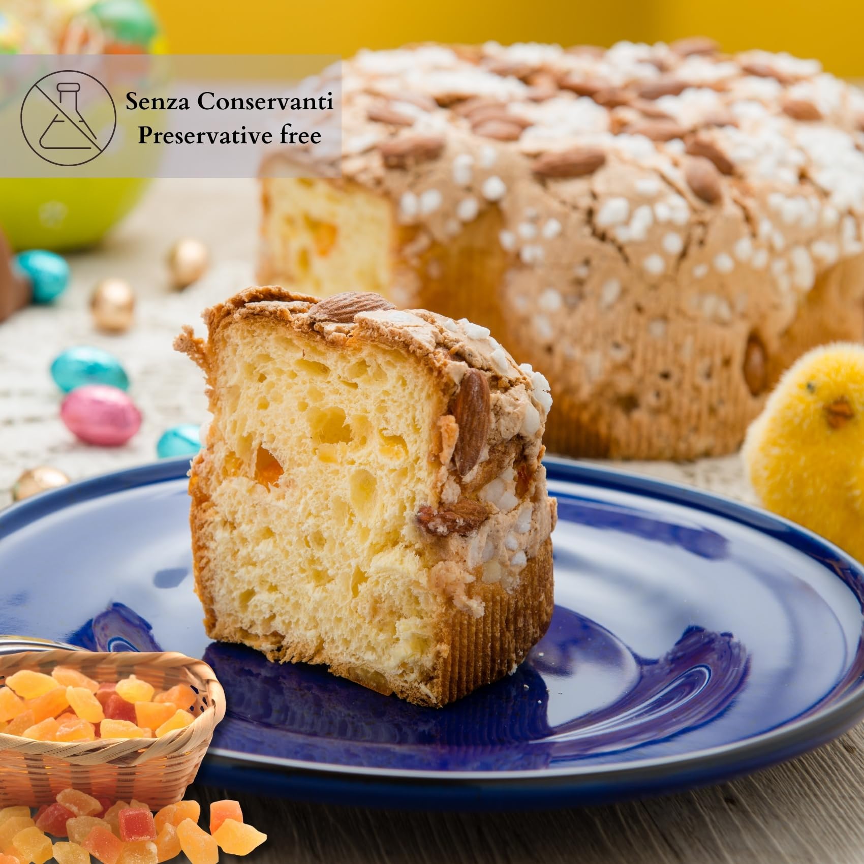 Dessert de Pâques Sans Gluten et Sans Laitiers, Gâteau Artisanal aux Raisins Secs et Fruits Confits, 700 Gr