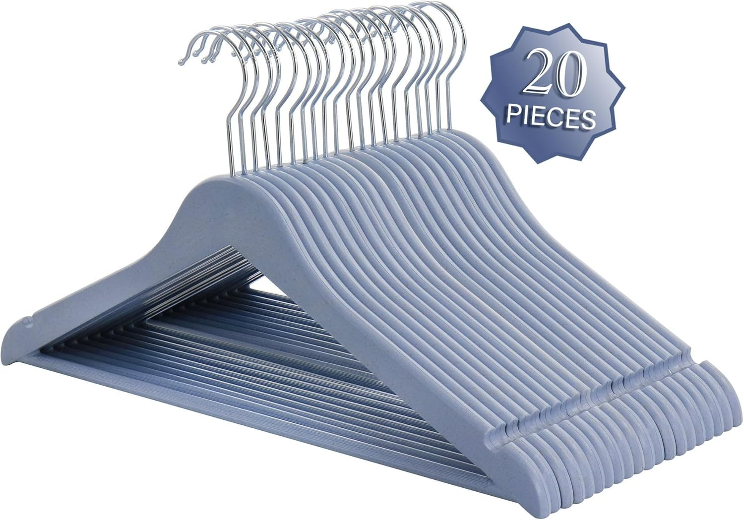 20-Pack Velvet Clothes Hangers – Non-Slip Flocked Hangers with 360° Swivel Stainless Steel Hooks, Slim Space-Saving Hangers for Shirts, Suits, Dresses & More (Blue)