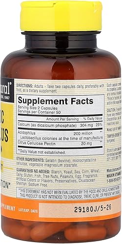 Miniatura 2 de Mason Natural Acidophilus probiótico con pectina, 100 cápsulas