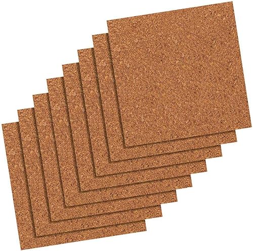 Cuarteto de placas de corcho, tablero de corcho, 12 x 12 pulgadas, tablones de anuncios de pared, natural, paquete de 80, nuevo (108)