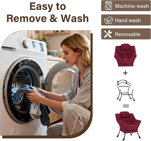 Miniatura 265 de Welnow Silla Lazy con otomana, moderna silla de descanso con reposabrazos y un bolsillo lateral, sillón para sofá de ocio, sillón de lectura