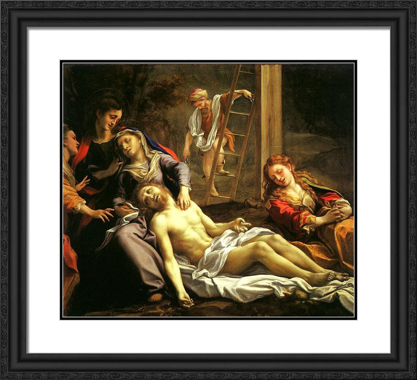ArtDirect Correggio 22x20 Gold Ornate Framed Art Print with Double Matting Titled: Deposition