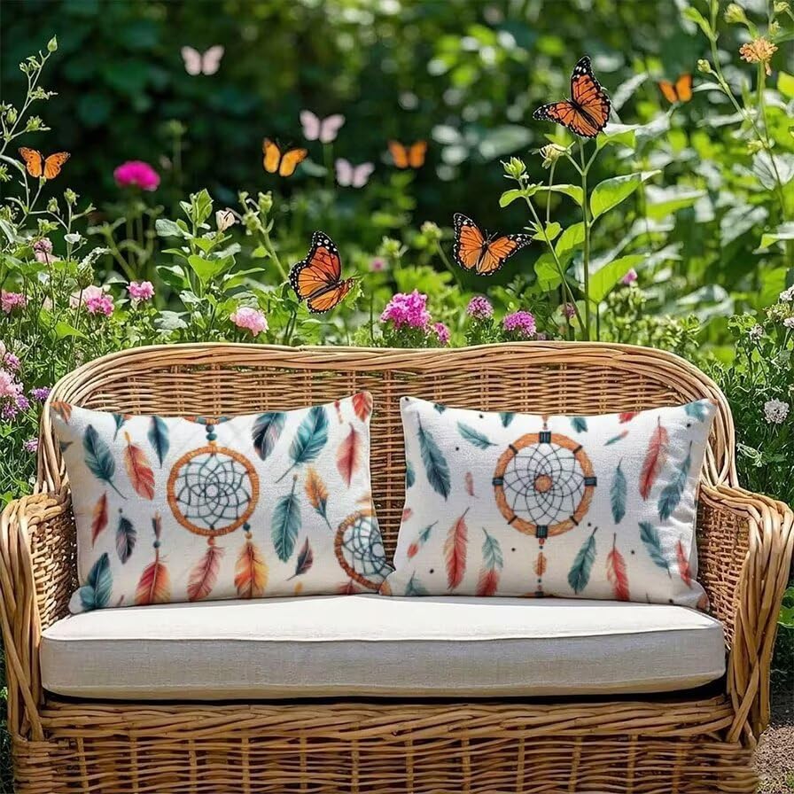 Coussin extérieur imperméable en lin haut de gamme avec zip invisible - 5