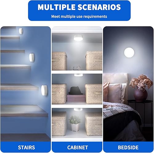 Miniatura 7 de LUMENBAO Luces LED de disco de control remoto, paquete de 4 luces LED recargables debajo de la encimera con control remoto funcional, lámpara LED