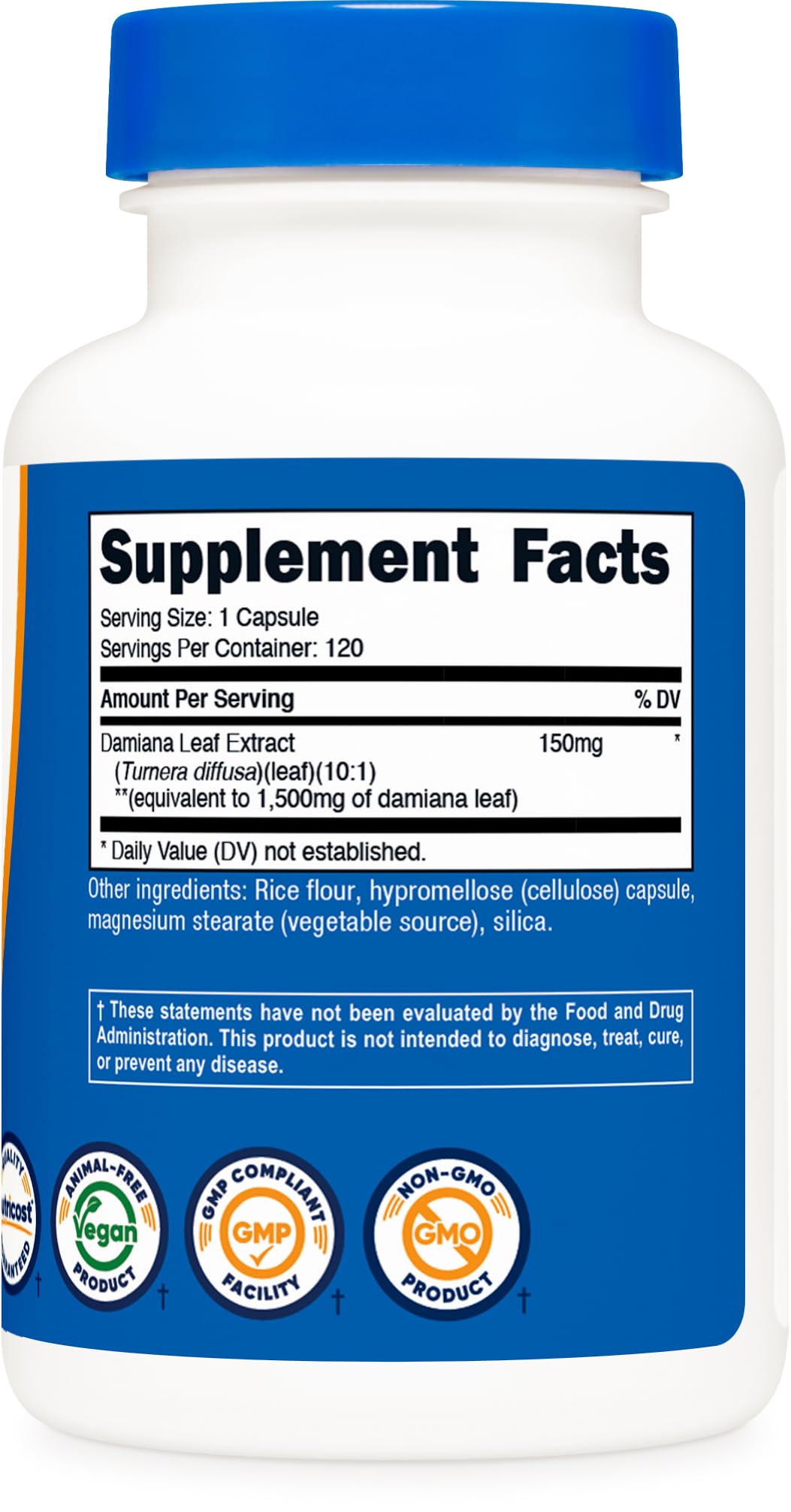 Nutricost Damiana Leaf Capsules (1500 mg Equivalent) 120 Capsules - Vegan, GMO-Free