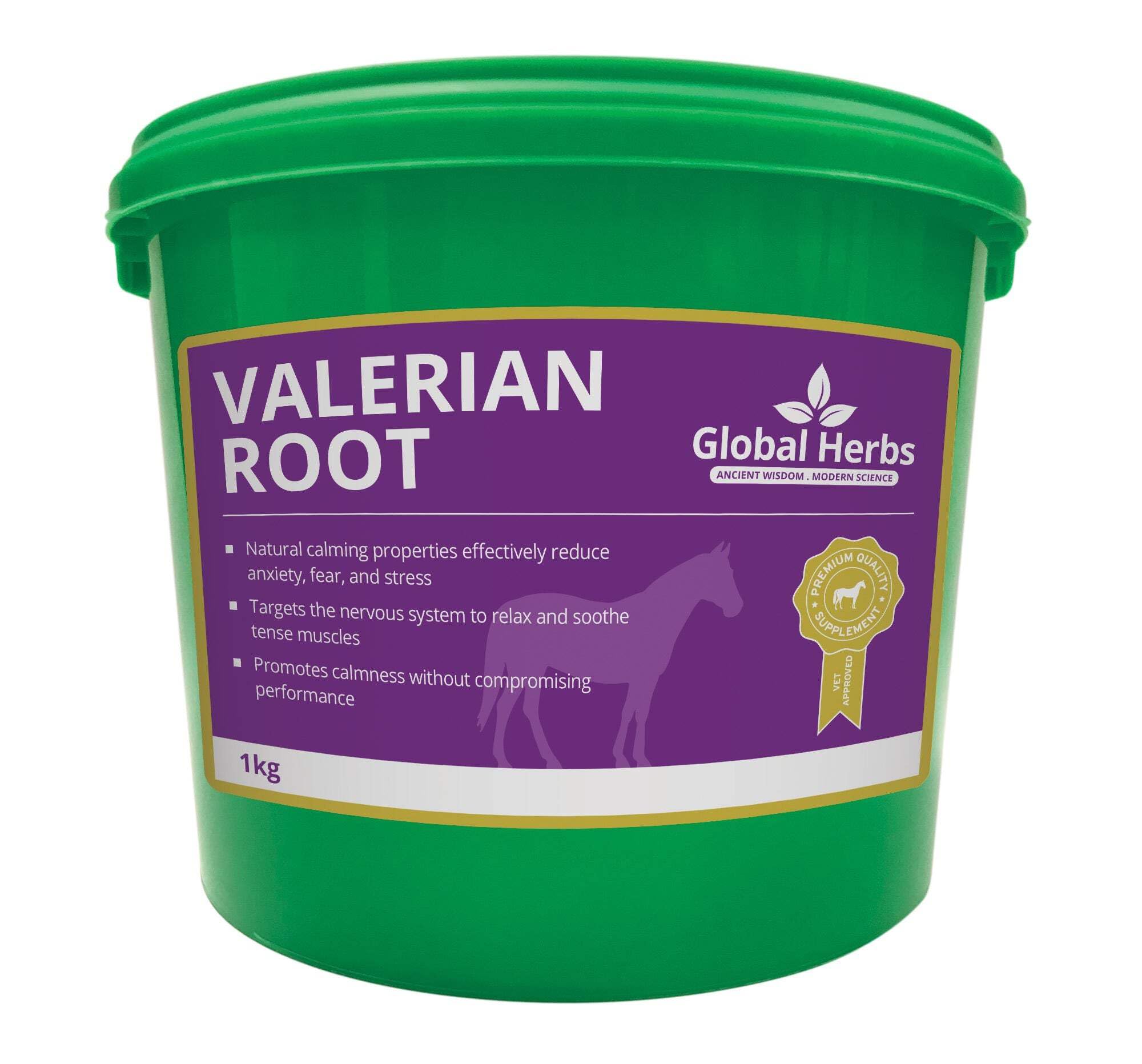 Global Herbs Valerian Root for Horses Strong Calming Support Cut Root 1kg