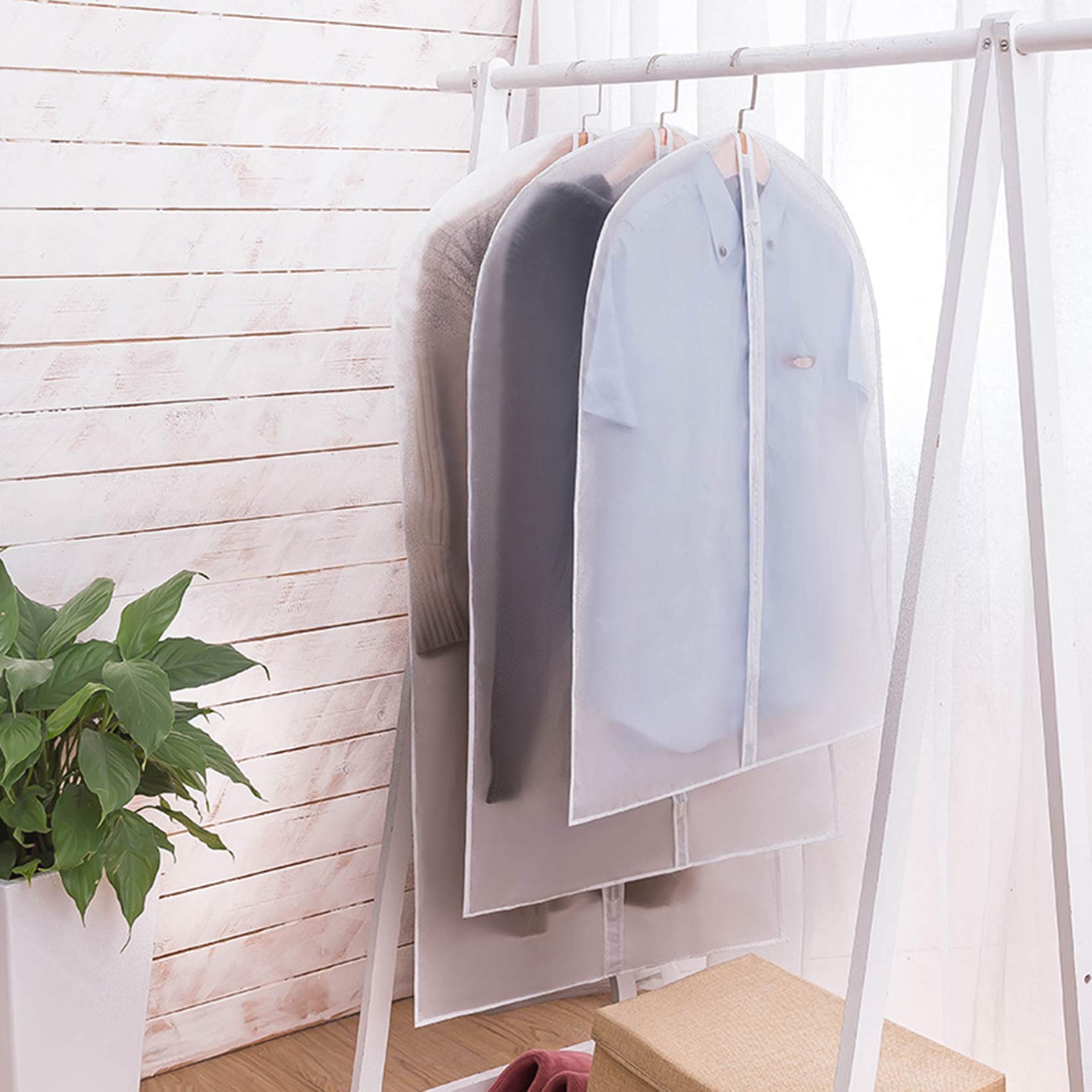 Fundas Protectoras Para Ropa Bolsas 12 Piezas,Fundas Para Ropa Colgantes Funda Pte Al Desgaste Y Lavable A Prueba De Polvo,Fundas Protectoras Para Ropa Translúcidas Con Cremallera,A-60x100cm