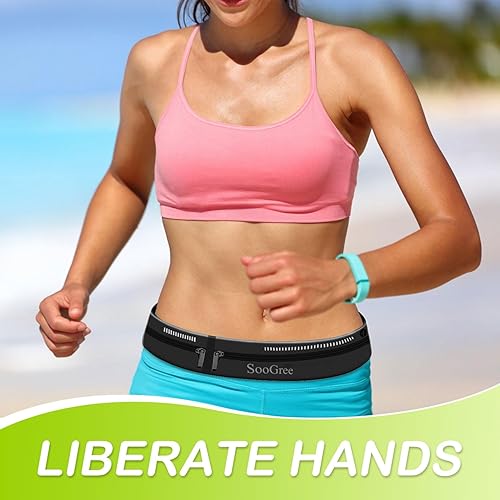 Miniatura 4 de Cinturón deportivo para correr al aire libre, doble bolsa, a prueba de sudor, reflectante, delgada, para senderismo, viajes, ciclismo,