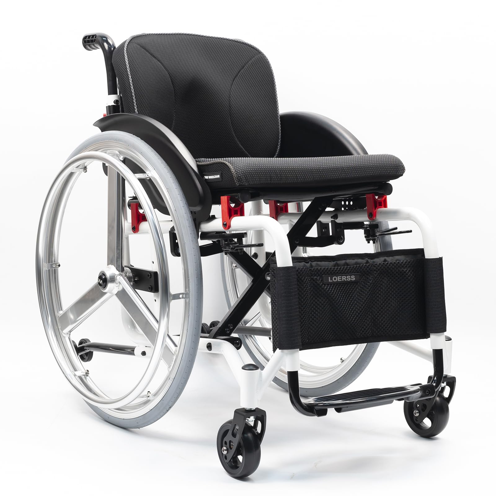 Sedia A Rotelle Sportiva Pieghevole Portatile Ultra Leggera, Sedia A Rotelle Autogesti(38cm/15in,Black)