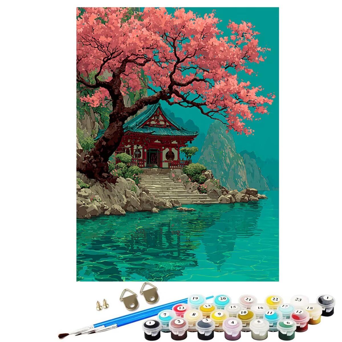 Landschaft Kabine Malen Nach Zahlen Erwachsene, Paint by Numbers Adult Anfänger Kreativ Set für, Heimwerk Malen Nach Zahlen Kinder, Pinsel und 36 Acrylfarbe Als, Deko Wohnzimmer 60 x 80 cm BJHWK679