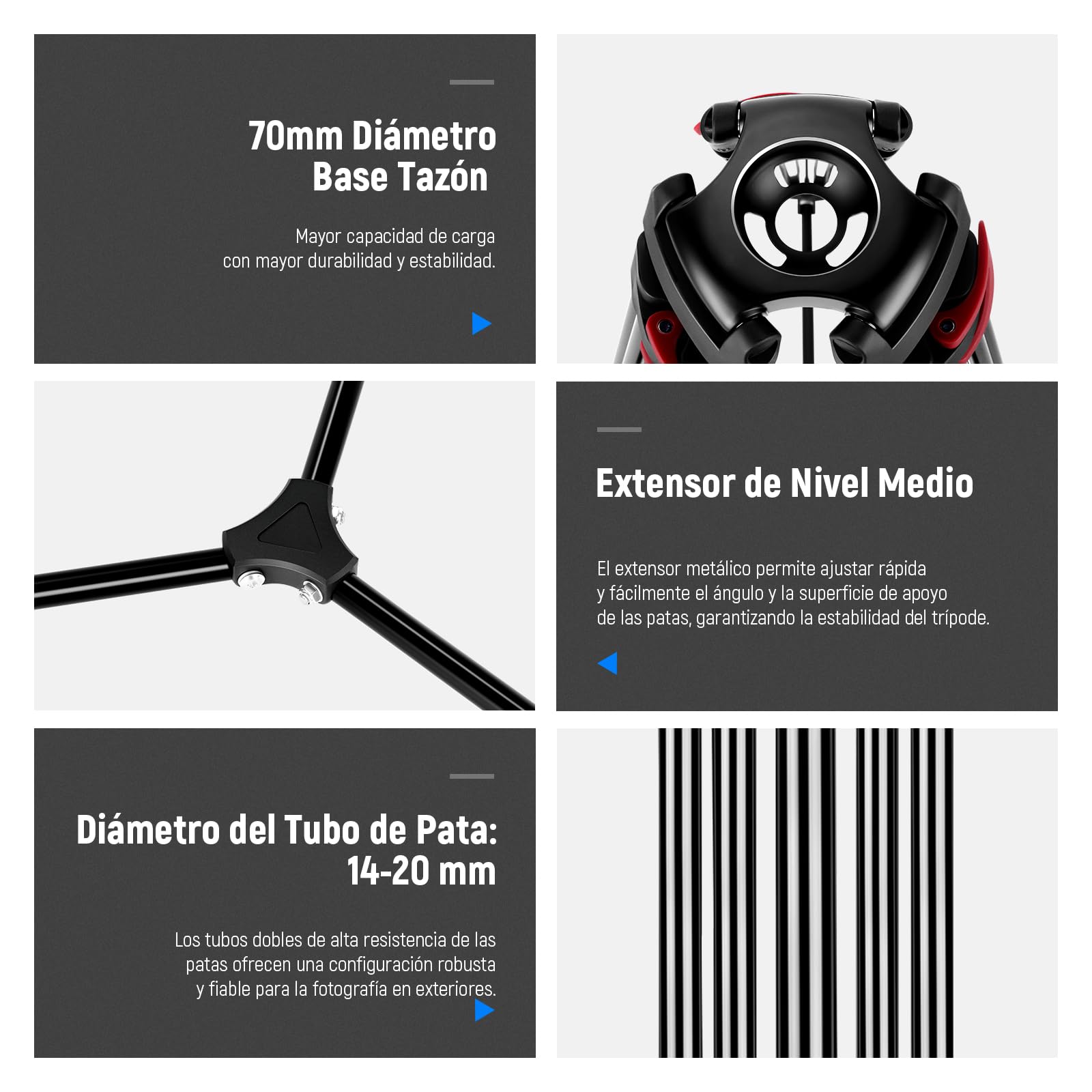 NEEWER 79" Trípode Cámara con 360° Cabezal Fluido, Soporte Vídeo Aleación Aluminio Resistente con Placa QR, Compatible con Canon Nikon Sony y Otras videocámaras DSLR, Carga 17,6lb, Paño de Limpieza