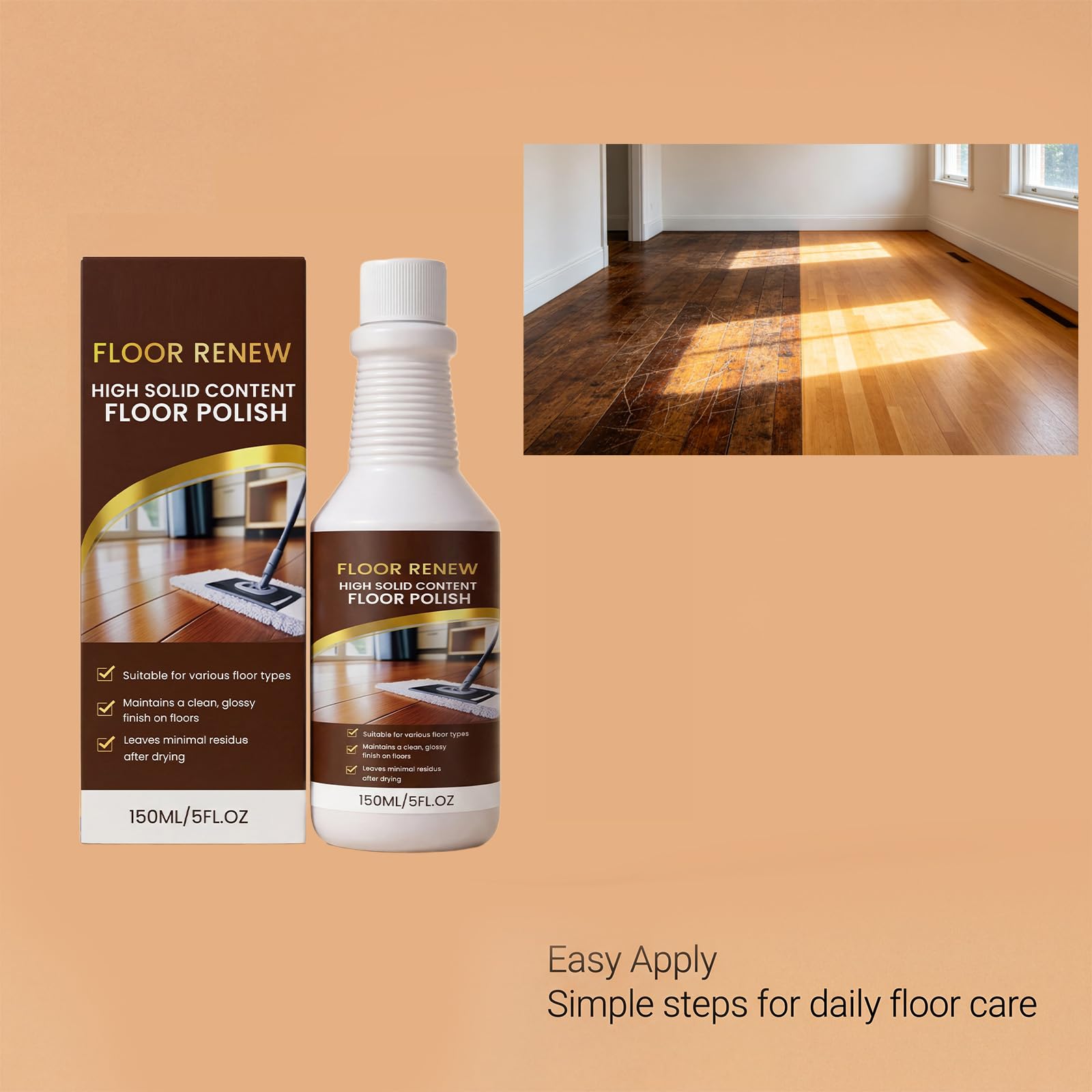 Restaurador de suelos de madera, esmalte rápido para suelos de madera, protector de suelo, acabado protector de secado rápido, limpiador multiusos y esmalte para azulejos, madera brillante, laminado