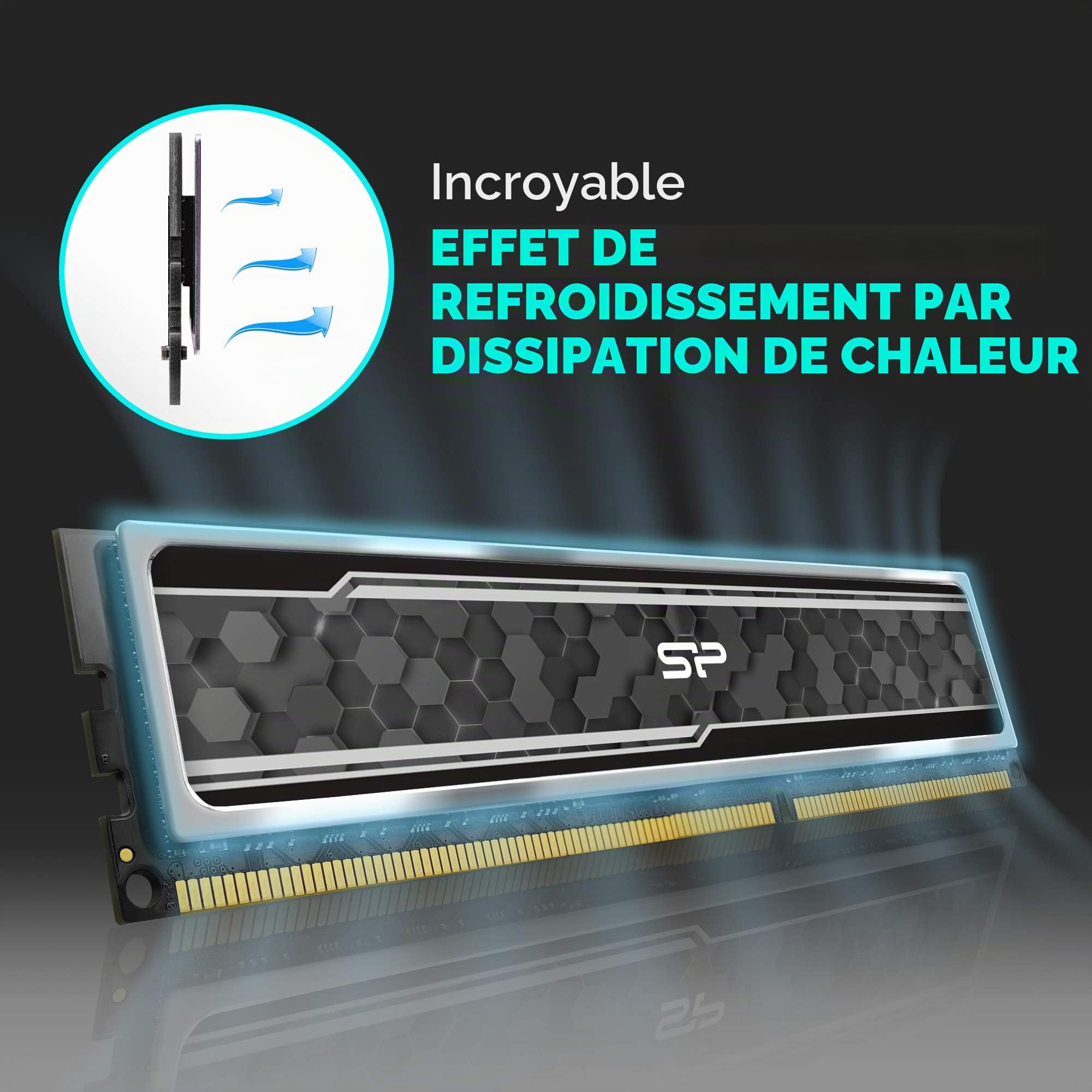 Silicon Power Value SP016GXLZU320BDAJ5 Module de mémoire RAM DDR4 16 Go (2 x 8 Go) 3200 MHz (PC4 25600) CL16 1,35 V avec dissipateur thermique Camouflage Gris