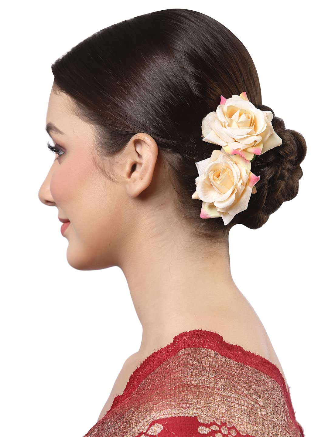 Vogue Hair Accessories Light Weight Rose Flower Bun Maker Juda Pins Hair Accessories (Off-White-2) Vogue Hair Accessories Light Weight Rose Flower Bun Maker Juda Pins Hair Accessories (Off-White-2)
