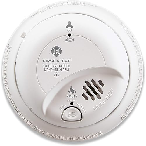 FIRST ALERT SC9120B Corded Electric Combination Alarm with Adapter Plugs for Easy Replacement