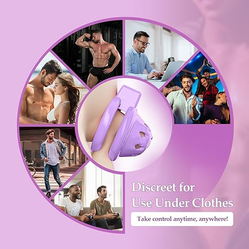 Miniatura 15 de Preciosa jaula de castidad masculina rosa, dispositivos de castidad ligeros con cabeza de silicona suave, 6 anillos para el pene para el pene, jaula