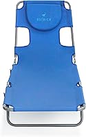 Vista 4 de Ostrich Silla de Salón de Playa, Silla de Tumbona Plegable y Reclinable para Exteriores, Azul - Silla Reclinable Ajustable Portátil para Césped